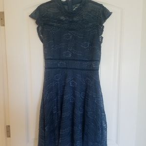 Teal Lace A-Line Dress